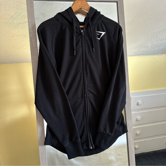 Gymshark Tops - Gymshark Jacket Women's Sz Medium Black Full Zip Hooded Athletic Workout Stretch